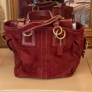 Genuine Coach Suede Bordeaux Tote